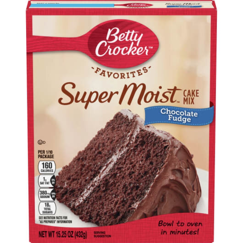 BETTY CROCKER FAVORITES SUPER MOIST CAKE MIX CHOCOLATE FUDGE 432g